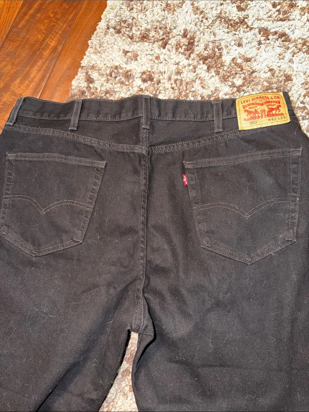 Levi's Men's Black Relaxed Straight Jeans big and tall size 42x29